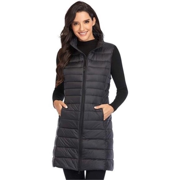 Women's Ultra Light Long Down Winter Jacket Lightweight Outdoor Puffer Vest Coat - Picture 3 of 7